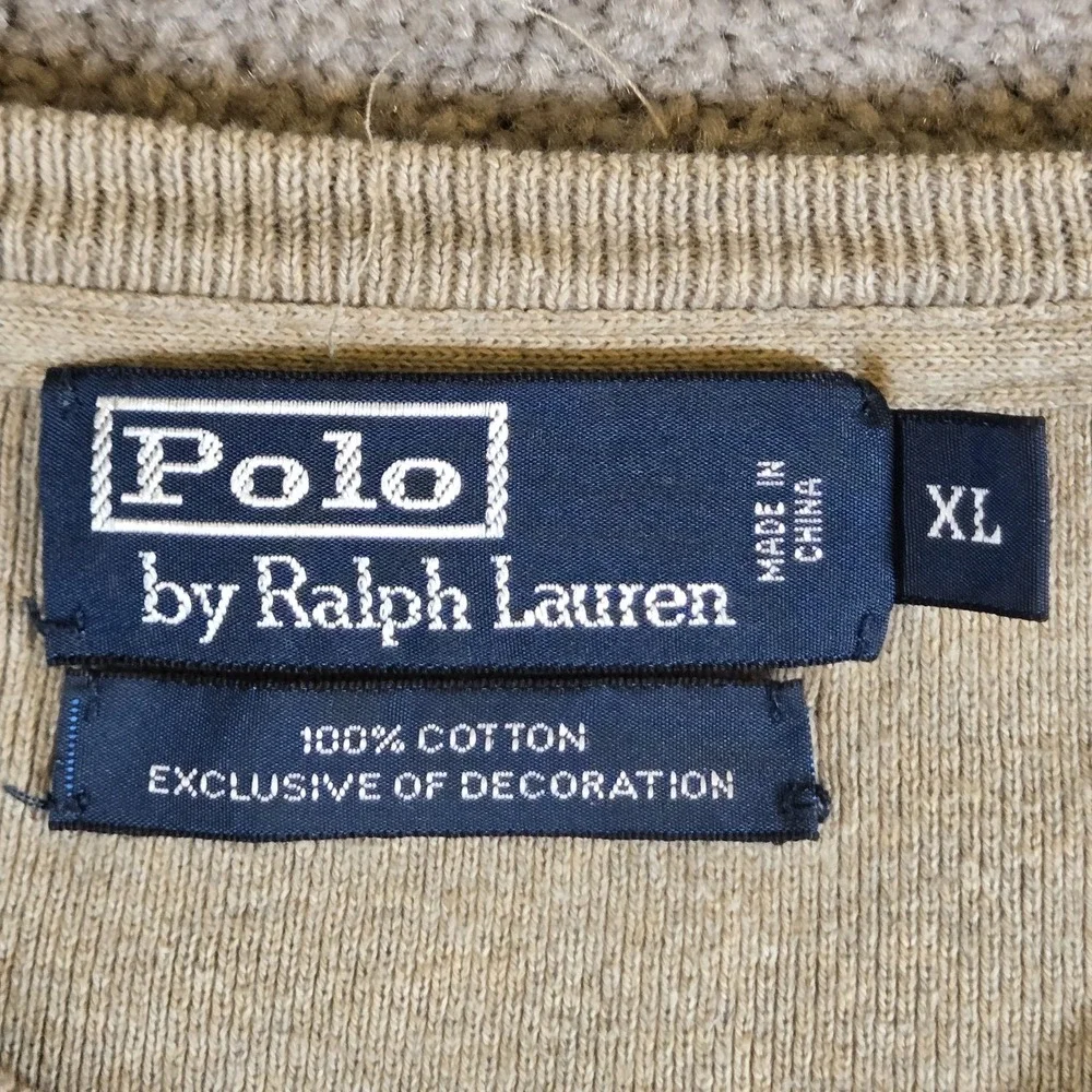 Polo Ralph Lauren Men's Khaki 100% Cotton Sweater Size XL Pony Logo